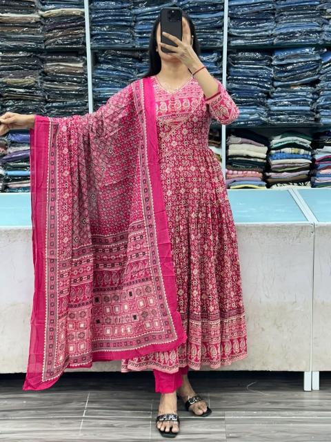 Jaipuri anarkali jaipuri print 3pcs wholesale suit & kurti market shop
